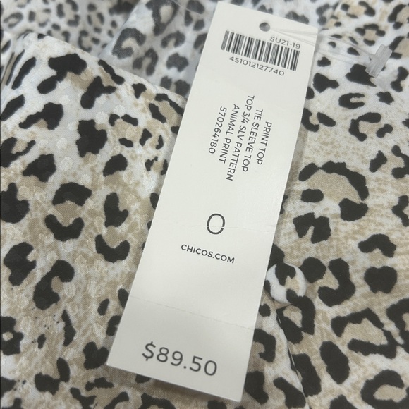 Chicos Leopard Print Button Front Blouse women’s Size 0 US 4/6) neutral new chic - Picture 11 of 12